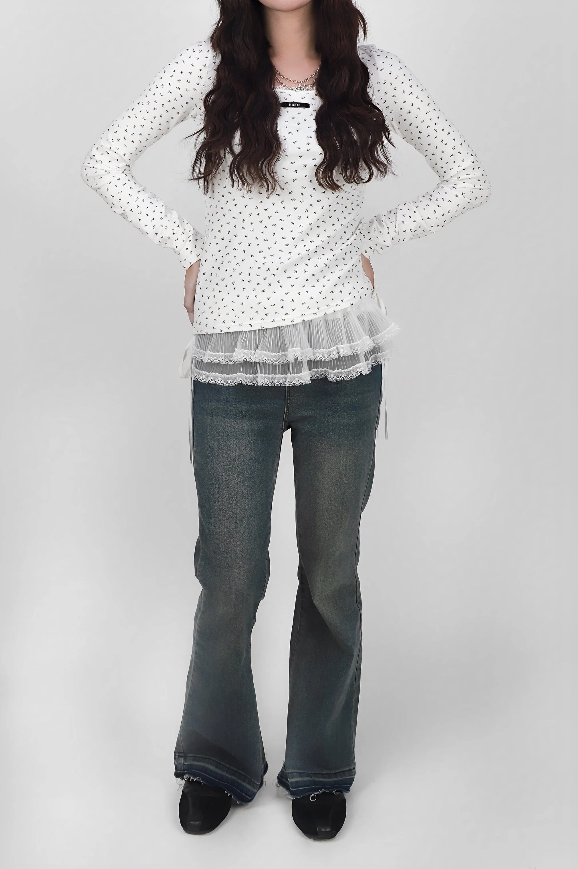 Frill layered mini skirt