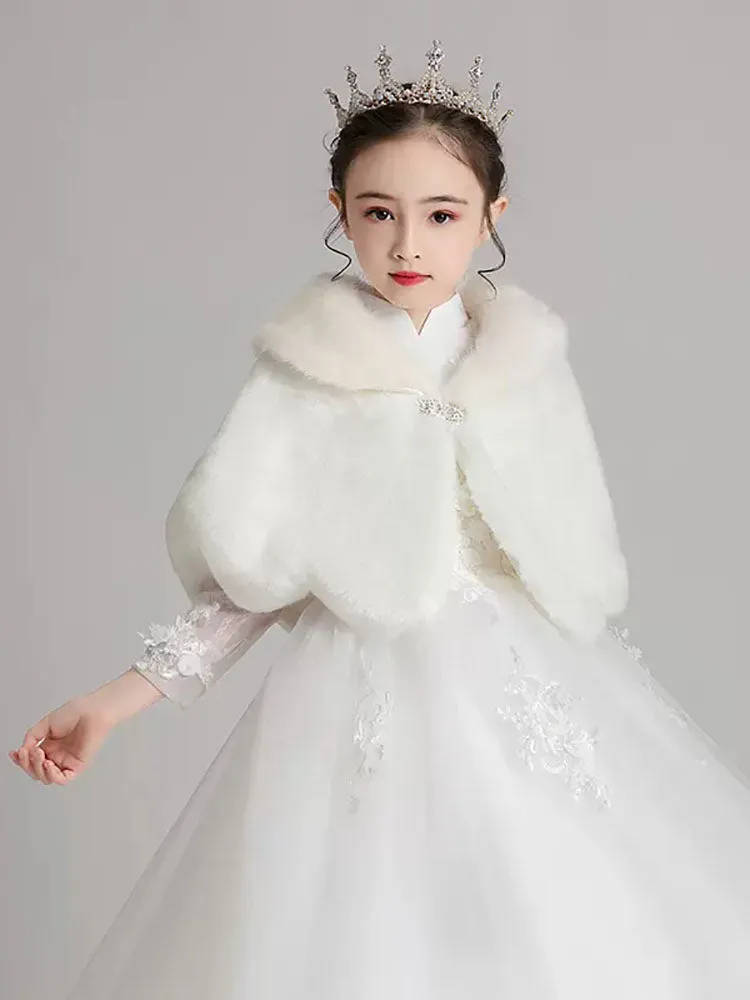 Girls' Cape Small Waistcoat Plush Surcoat Fur Collar Shawl Accessories