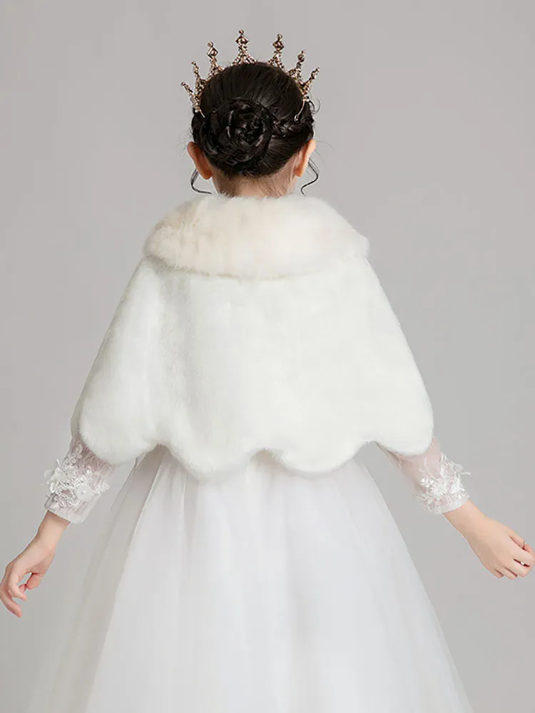 Girls' Cape Small Waistcoat Plush Surcoat Fur Collar Shawl Accessories
