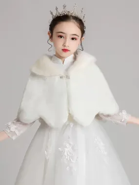 Girls' Cape Small Waistcoat Plush Surcoat Fur Collar Shawl Accessories