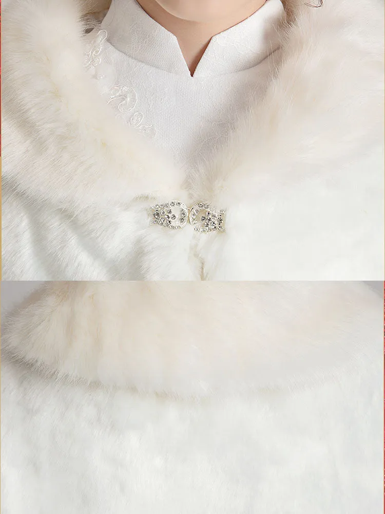 Girls' Cape Small Waistcoat Plush Surcoat Fur Collar Shawl Accessories