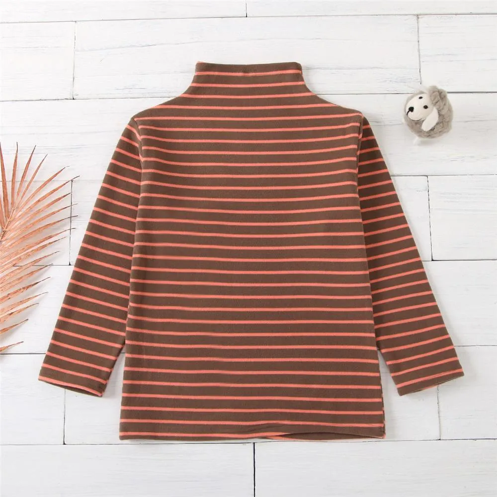Girls Striped Long Sleeve Bottoming Turtleneck Top Toddler Girl Wholesale Clothing