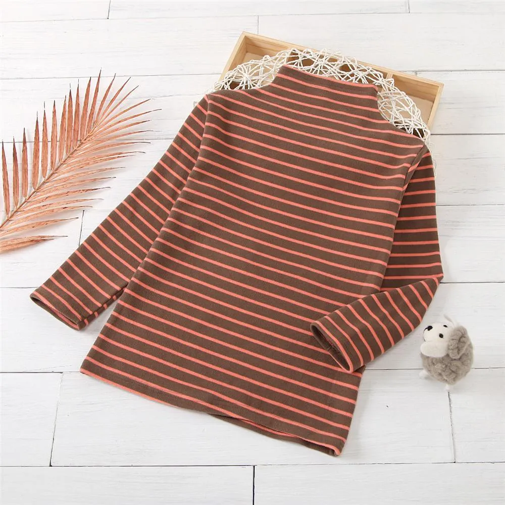 Girls Striped Long Sleeve Bottoming Turtleneck Top Toddler Girl Wholesale Clothing