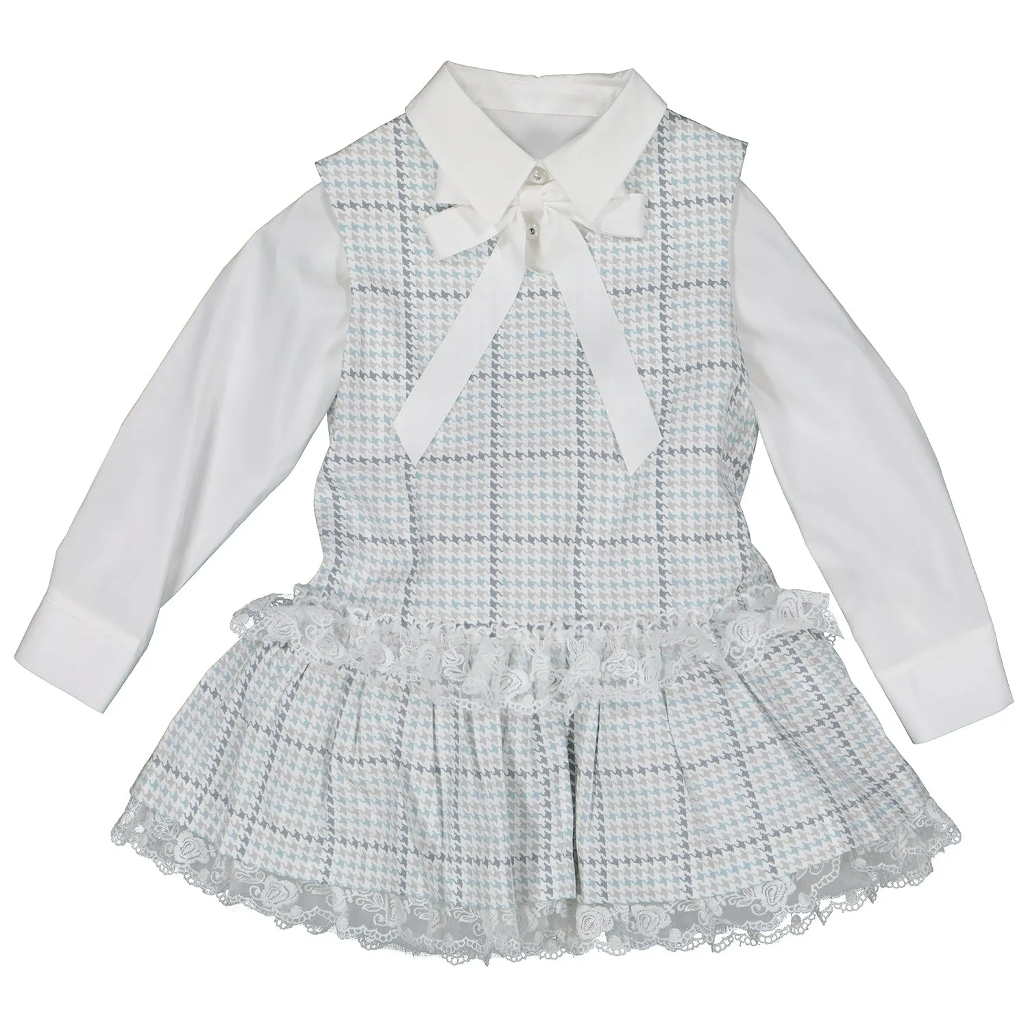Grey Houndstooth Shirt & Dress Set