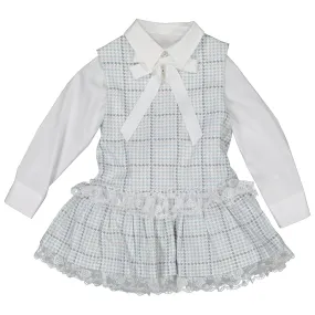 Grey Houndstooth Shirt & Dress Set