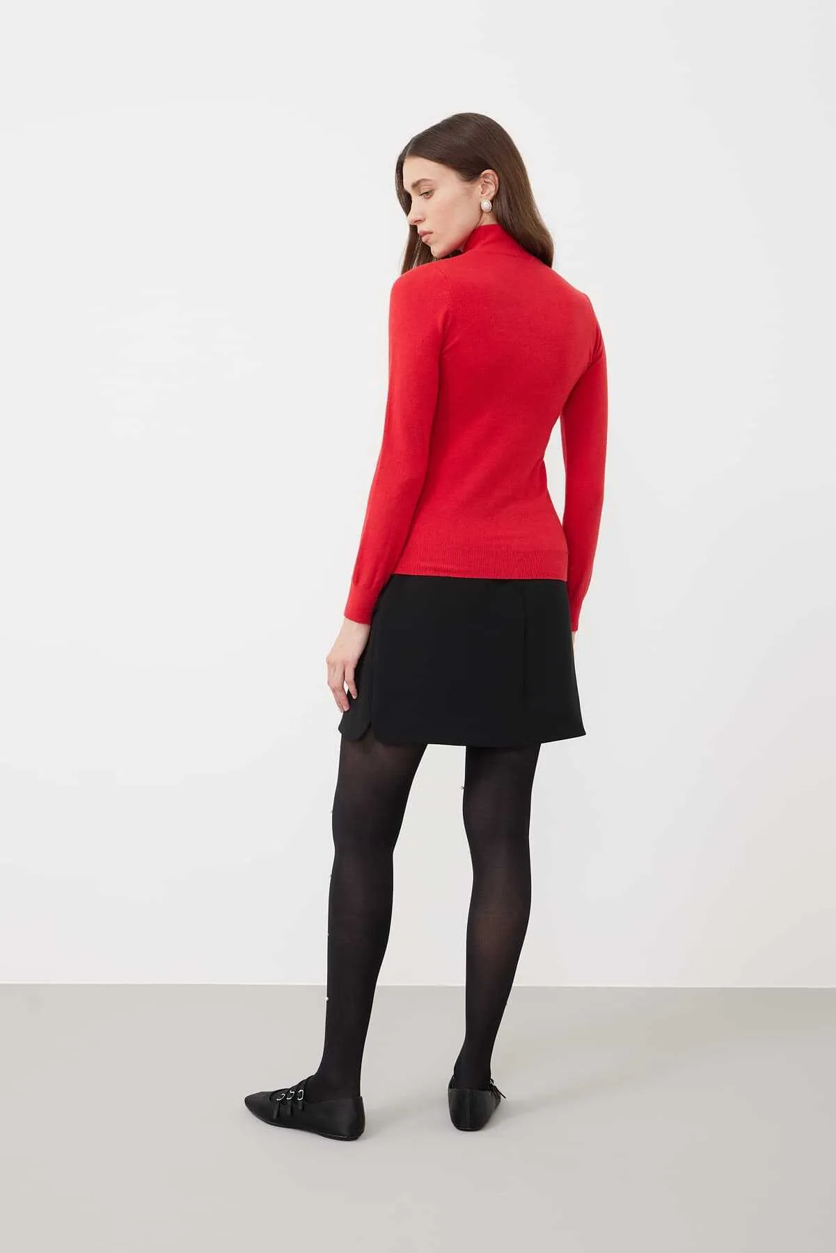 Half Turtleneck Long Sleeve Sweater Red