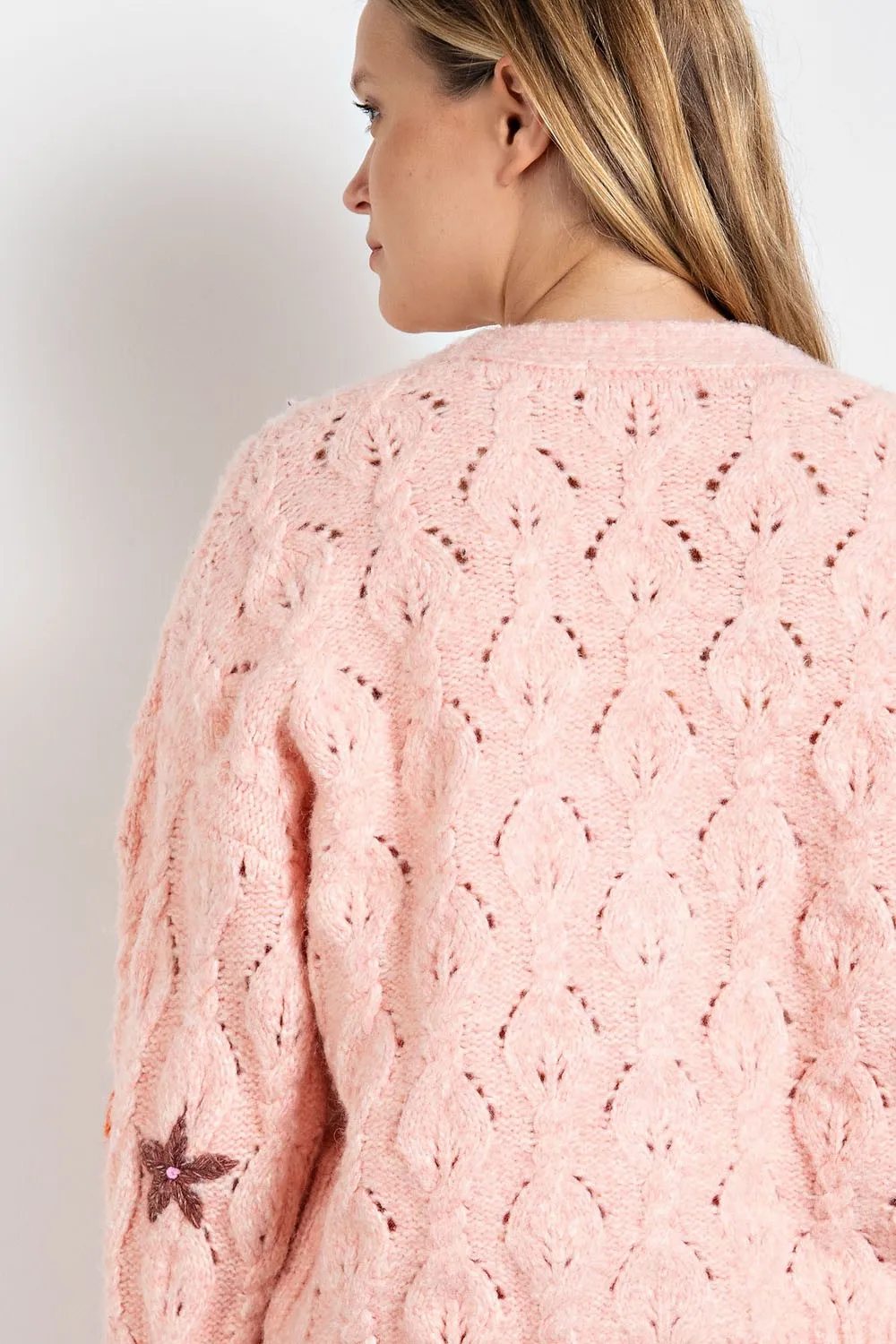 Hand Embroidered Crop Sweater Cardigan