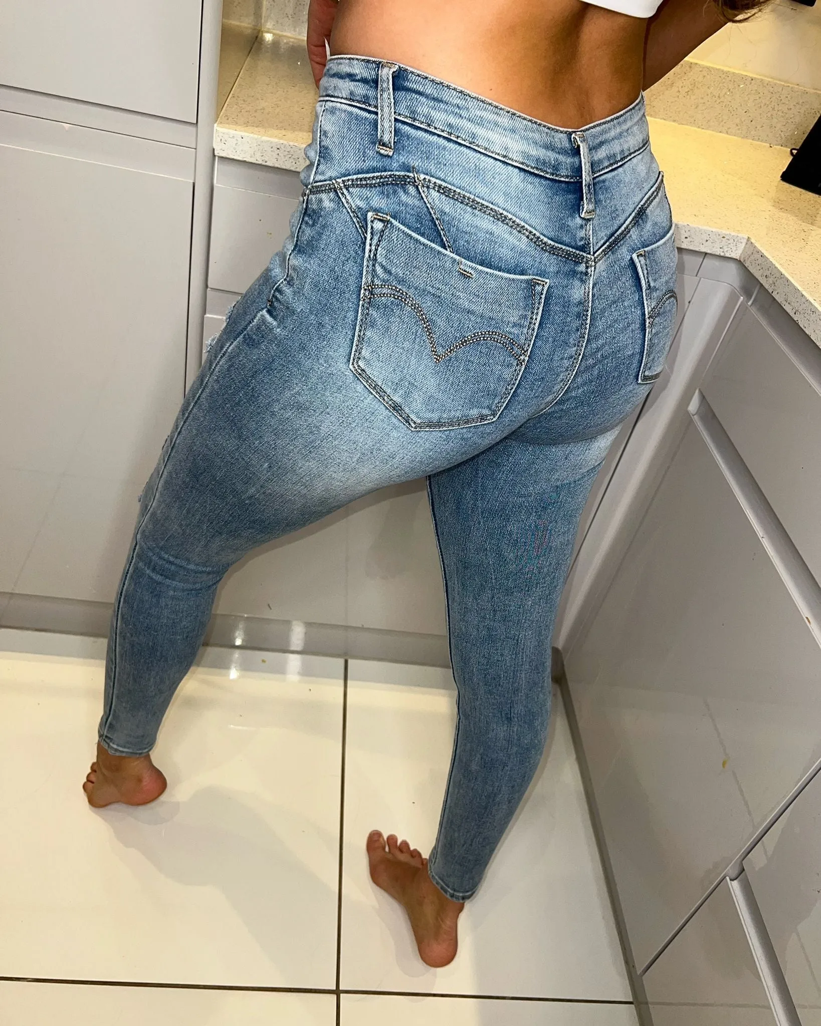 ‘Jameela’ Ripped Push Up Stretch Skinny Jeans