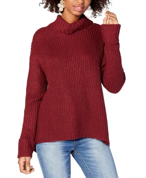 Juniors' Lace-Up Turtleneck Sweater