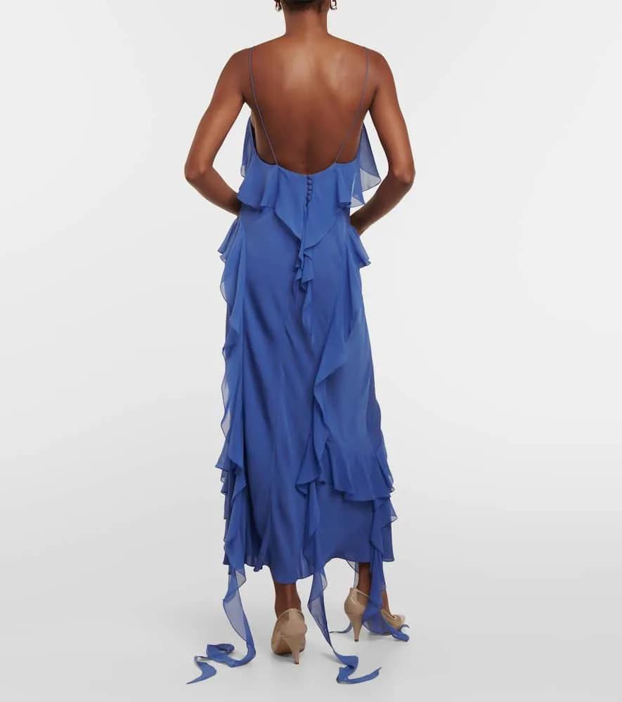 Khaite Pim ruffled silk georgette slip dress
