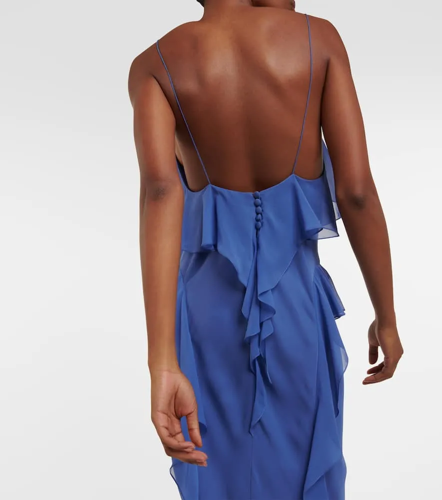 Khaite Pim ruffled silk georgette slip dress