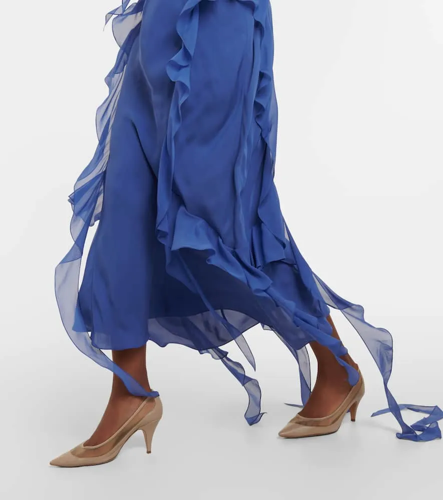 Khaite Pim ruffled silk georgette slip dress