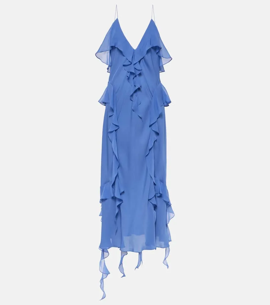 Khaite Pim ruffled silk georgette slip dress