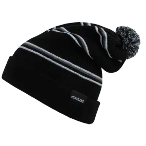 Kinabalu Slouch Striped Beanie, Pom Knit Cap - Cuglog K020
