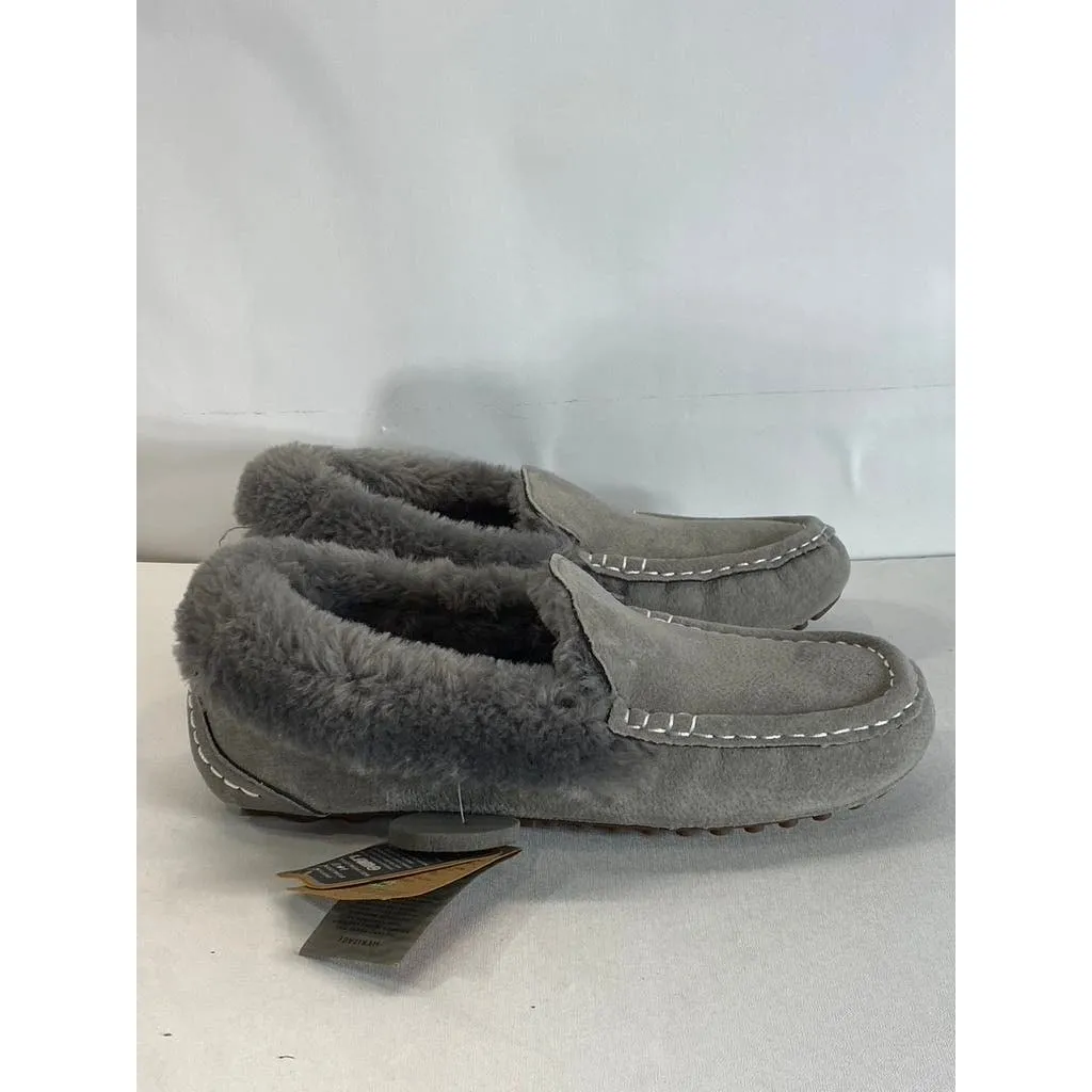 LAMO Women's Charcoal Faux-Fur Aussie Moc-Toe Cirrus Memory Foam Slipper SZ 5