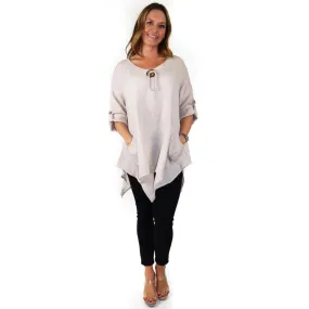 Linen & Gauze Relaxed Fit Linen Beige Tunic (Women's)