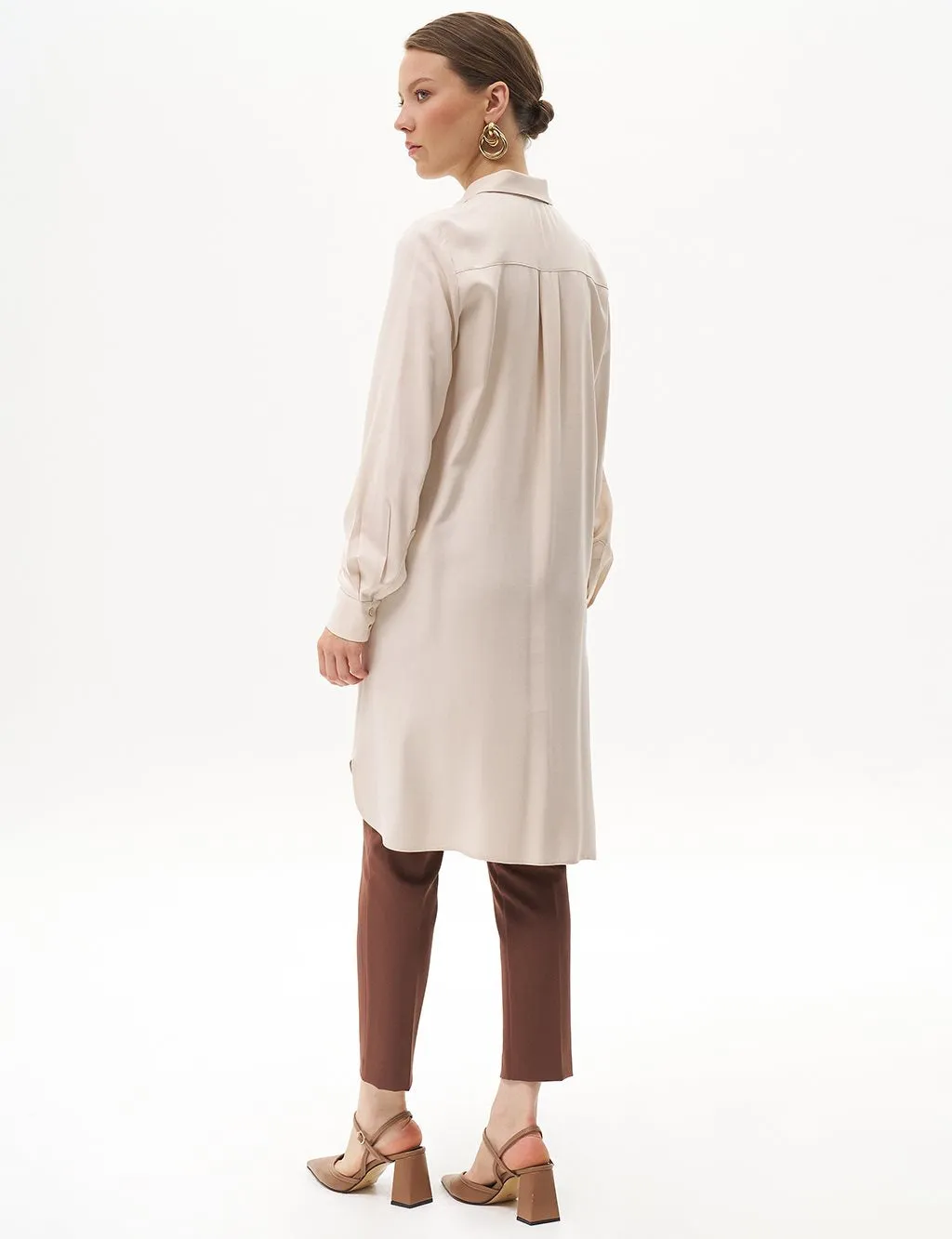 Long Basic Tunic with Hidden Placket Stone