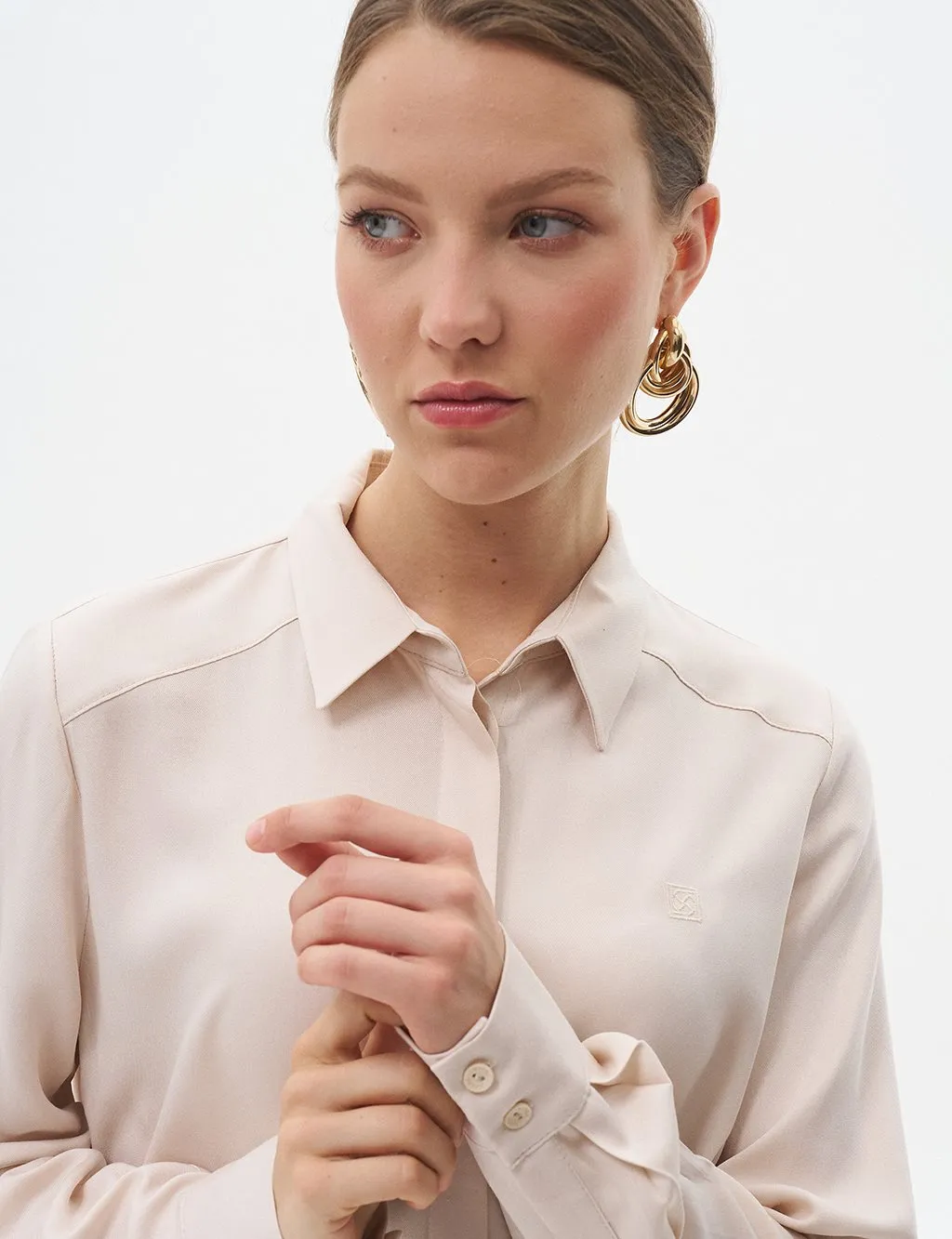 Long Basic Tunic with Hidden Placket Stone