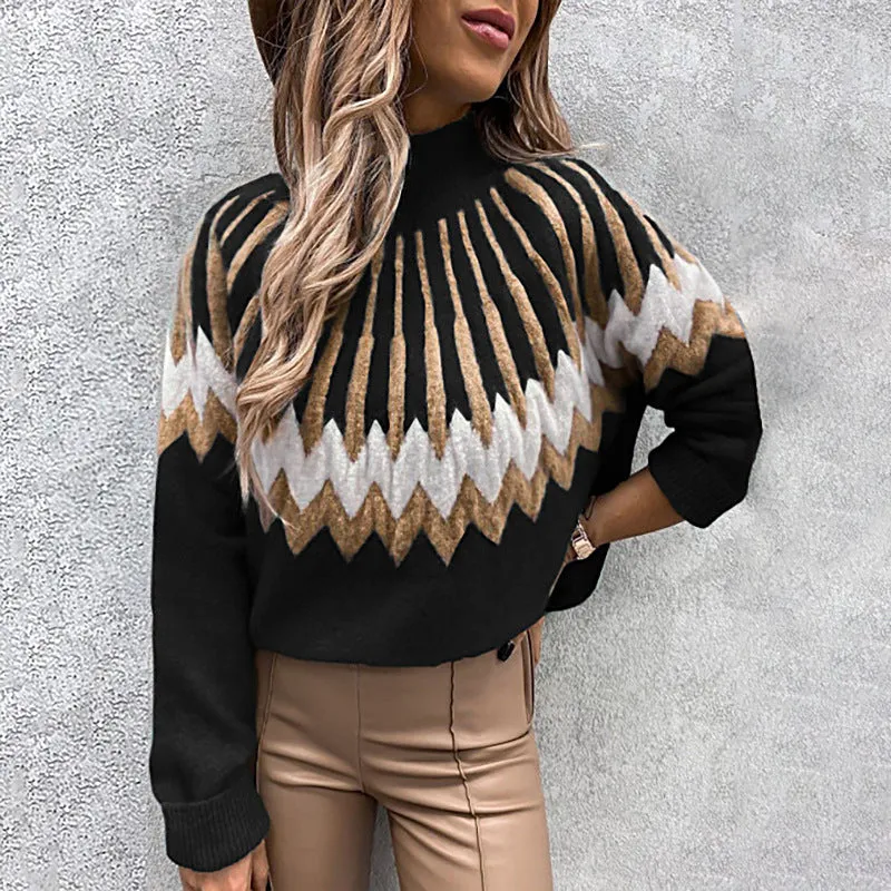 Luna Women's Printed Turtleneck Knit Sweater