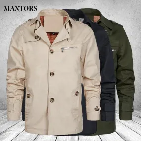 Men's Casual Coat  Windbreaker Jacket  Spring Military Jacket Coat Single-Breasted Notch Lapel Parka S4724390