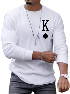 Men's Round Neck Letter Print Casual Long Sleeve T-Shirt