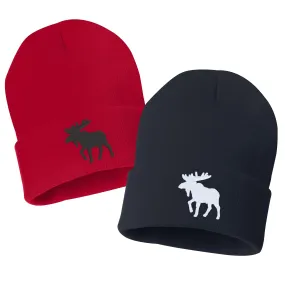 MOOSE Embroidered Cuffed Beanie Hat