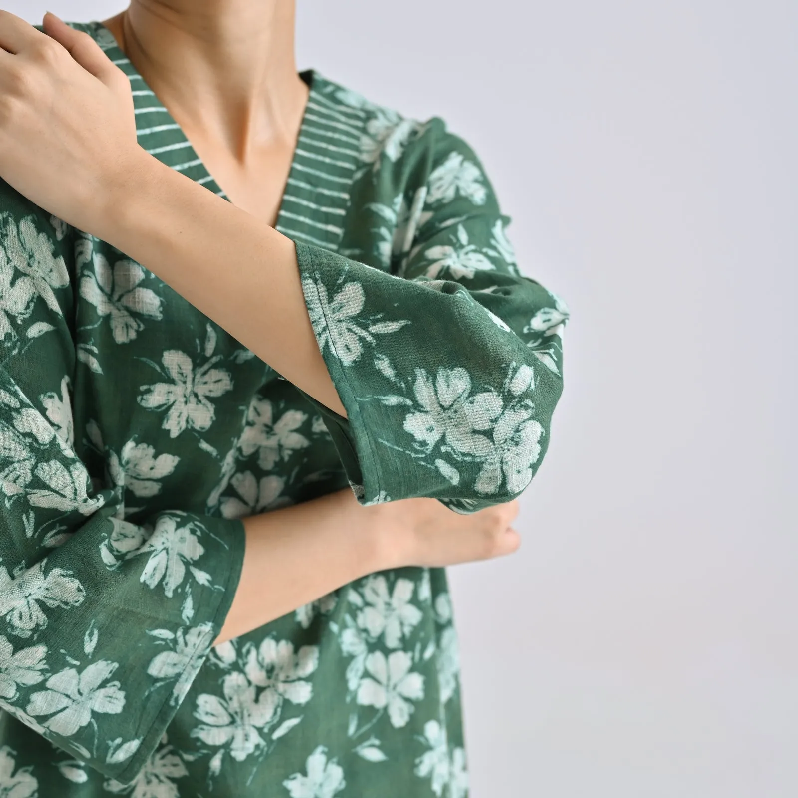 Moss Green Cotton Contemporary Dabu Printed Tunic