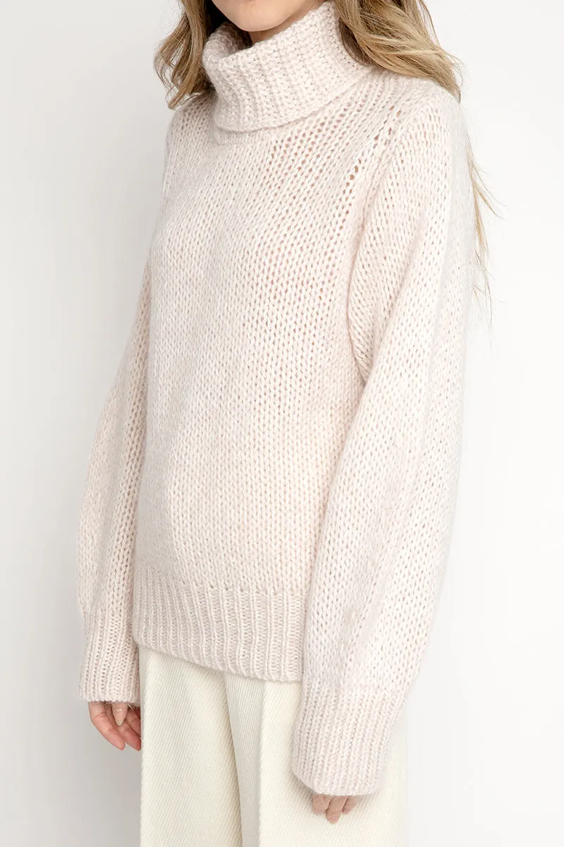 Mouliné Mohair Turtleneck Sweater in Borotalco