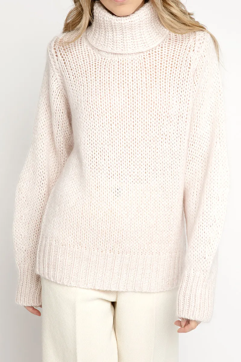 Mouliné Mohair Turtleneck Sweater in Borotalco