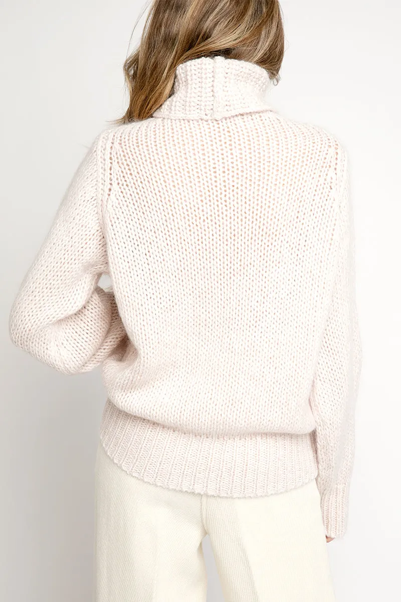 Mouliné Mohair Turtleneck Sweater in Borotalco