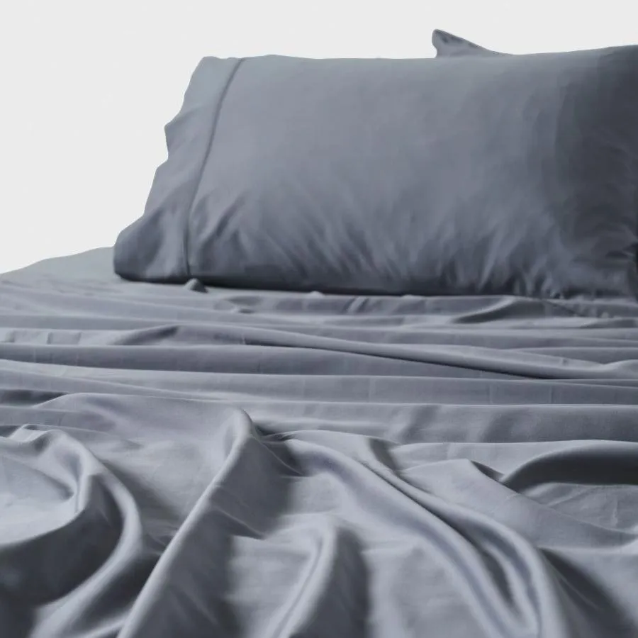 Nara Bamboo Cotton 400TC Sheet Set BLUESTONE by LINEN HOUSE