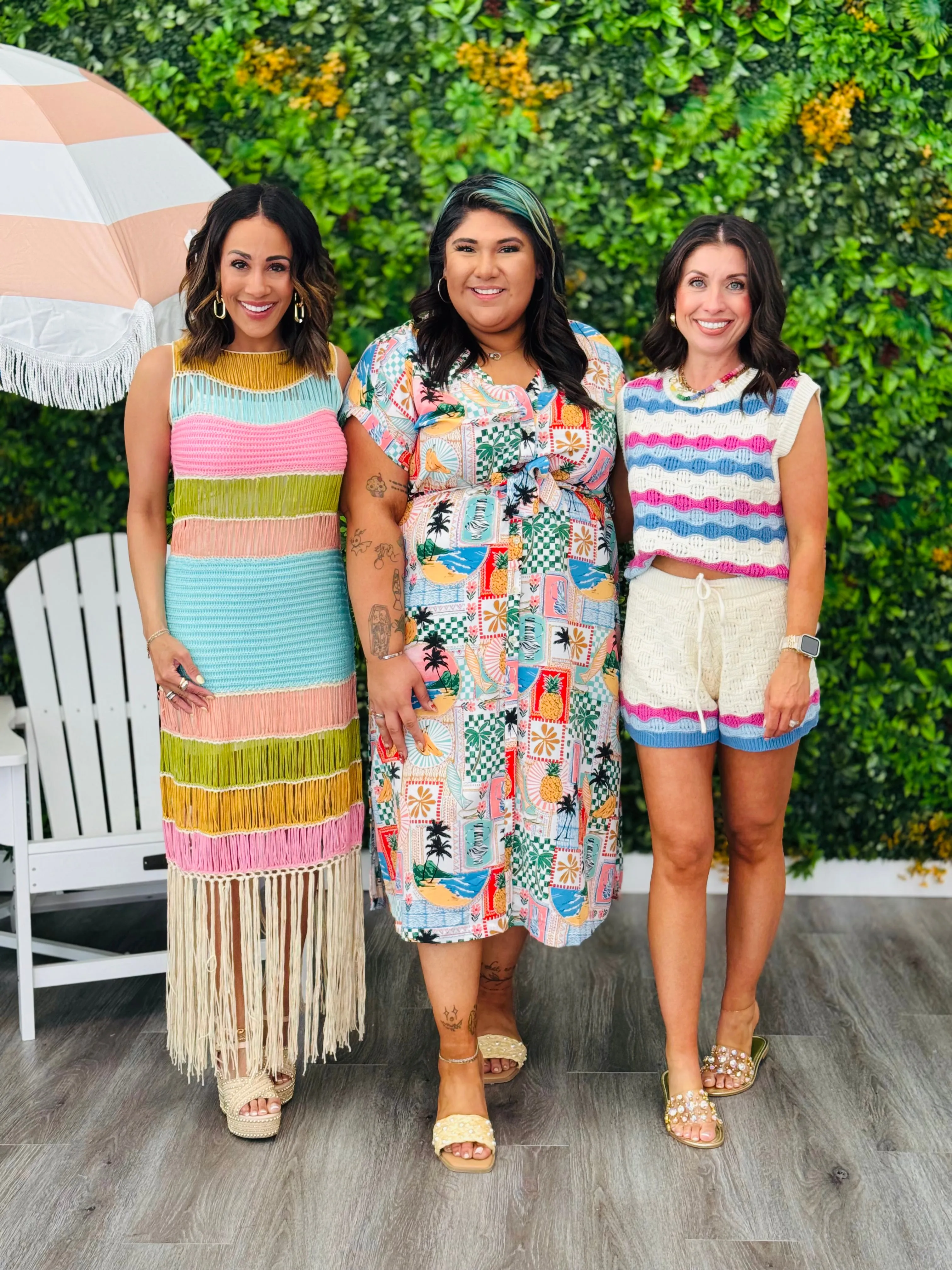 Off White Multi Printed Button Down Midi Dress (Reg. and Plus)