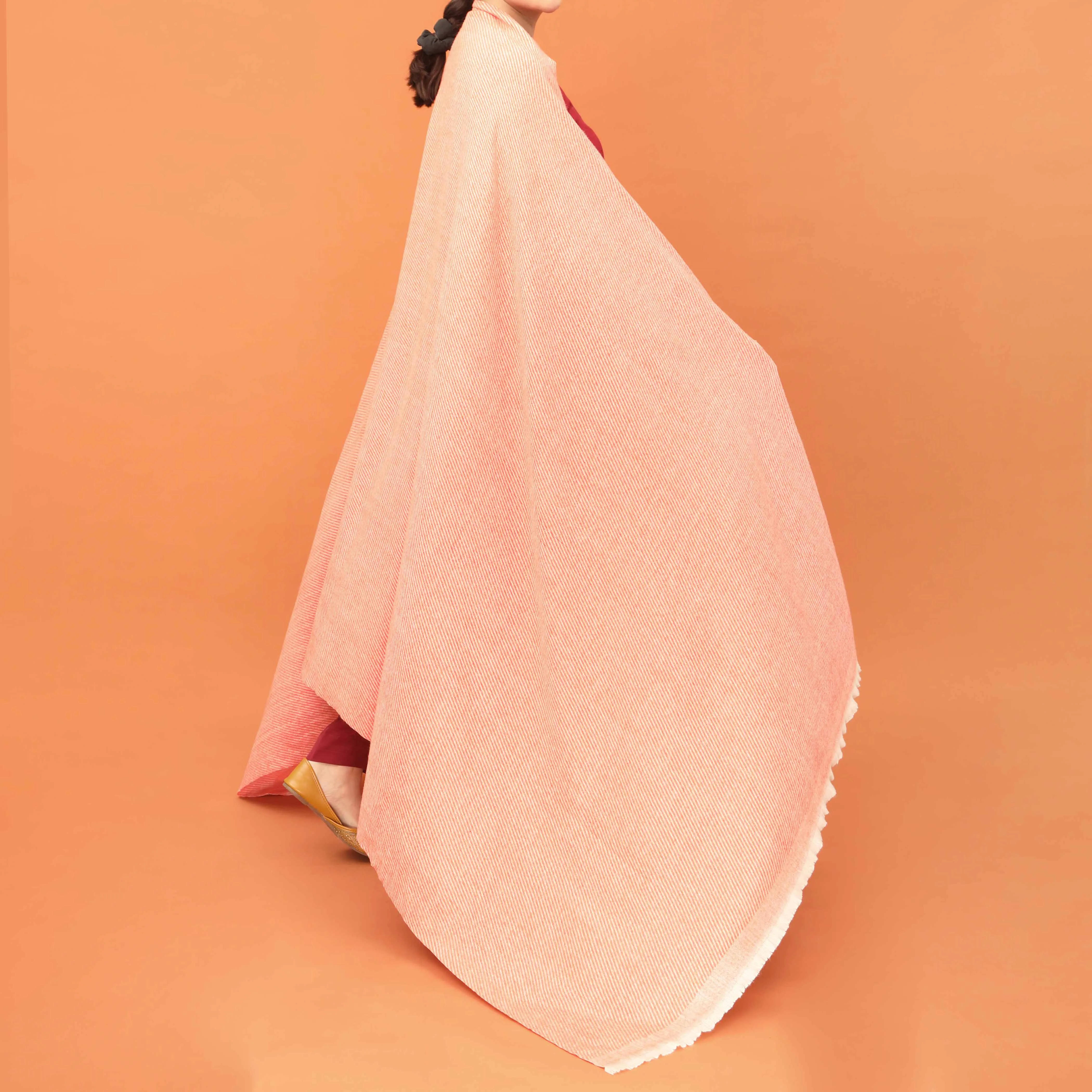 Orange Acrylic Winter Shawl PN4376