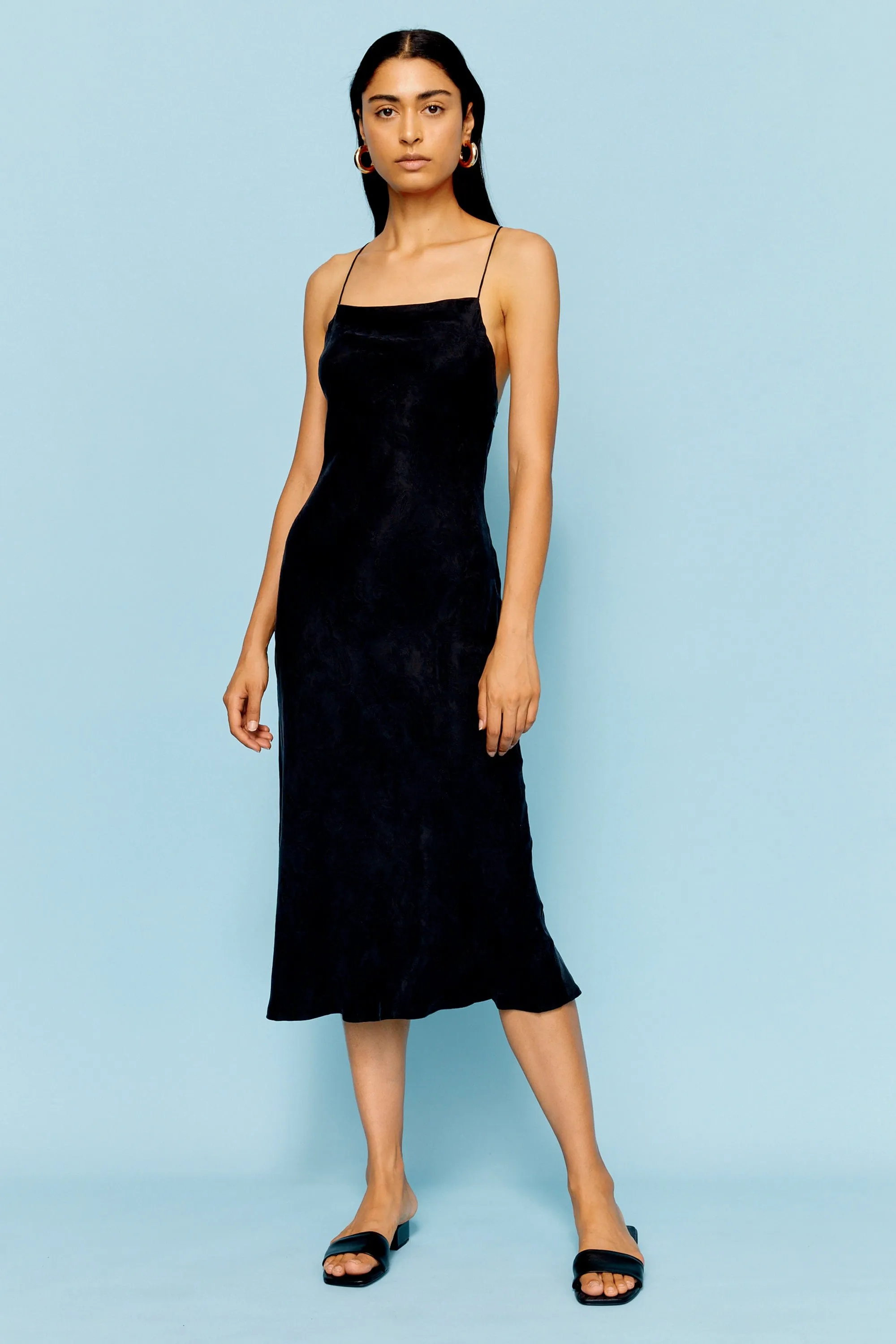 PAISLEY BIAS SLIP DRESS | BLACK