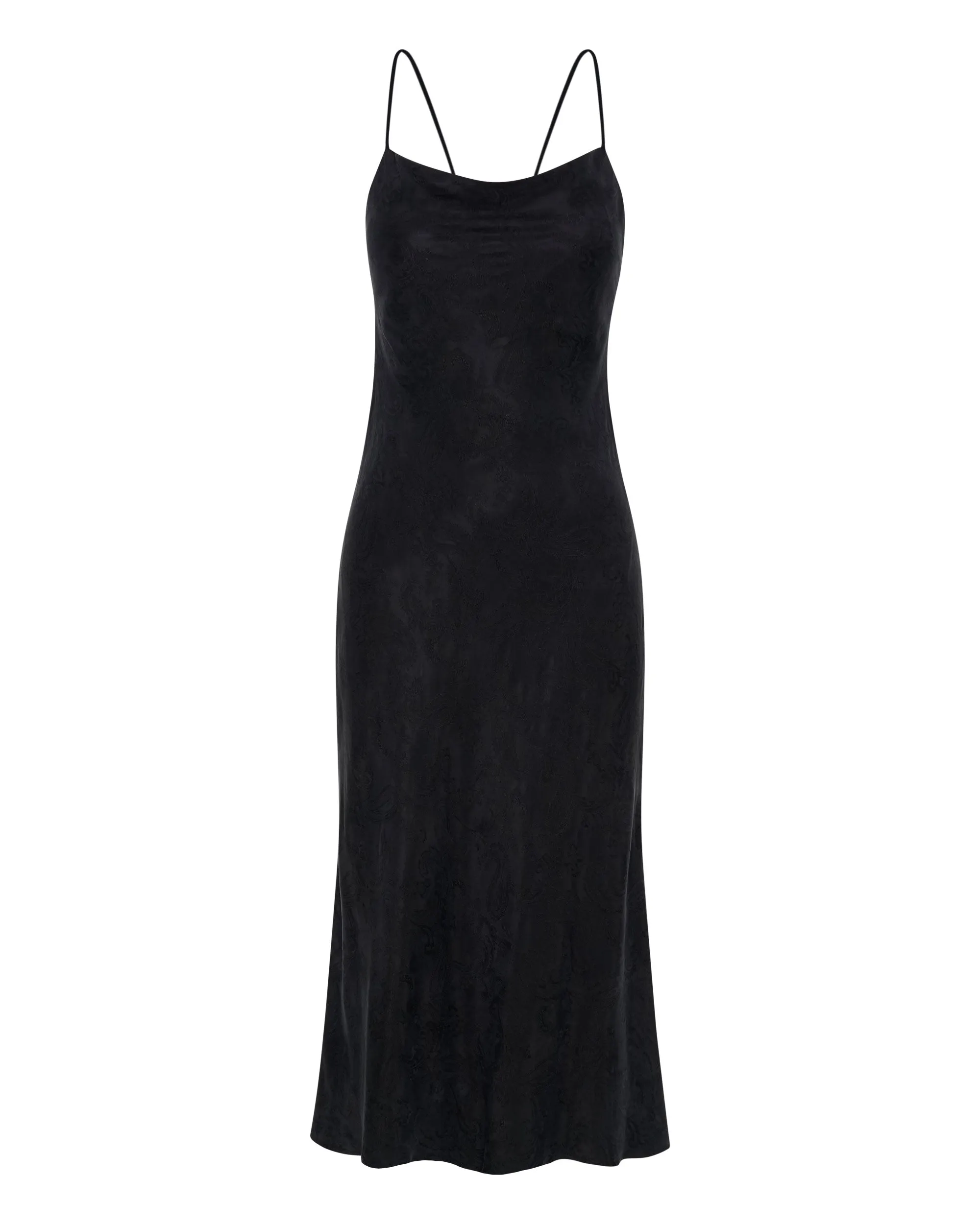 PAISLEY BIAS SLIP DRESS | BLACK
