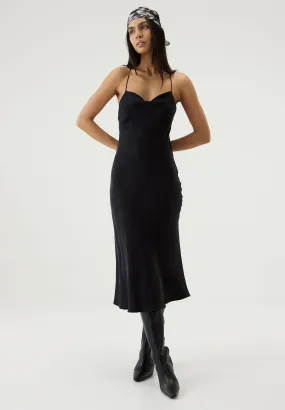 PAISLEY BIAS SLIP DRESS | BLACK