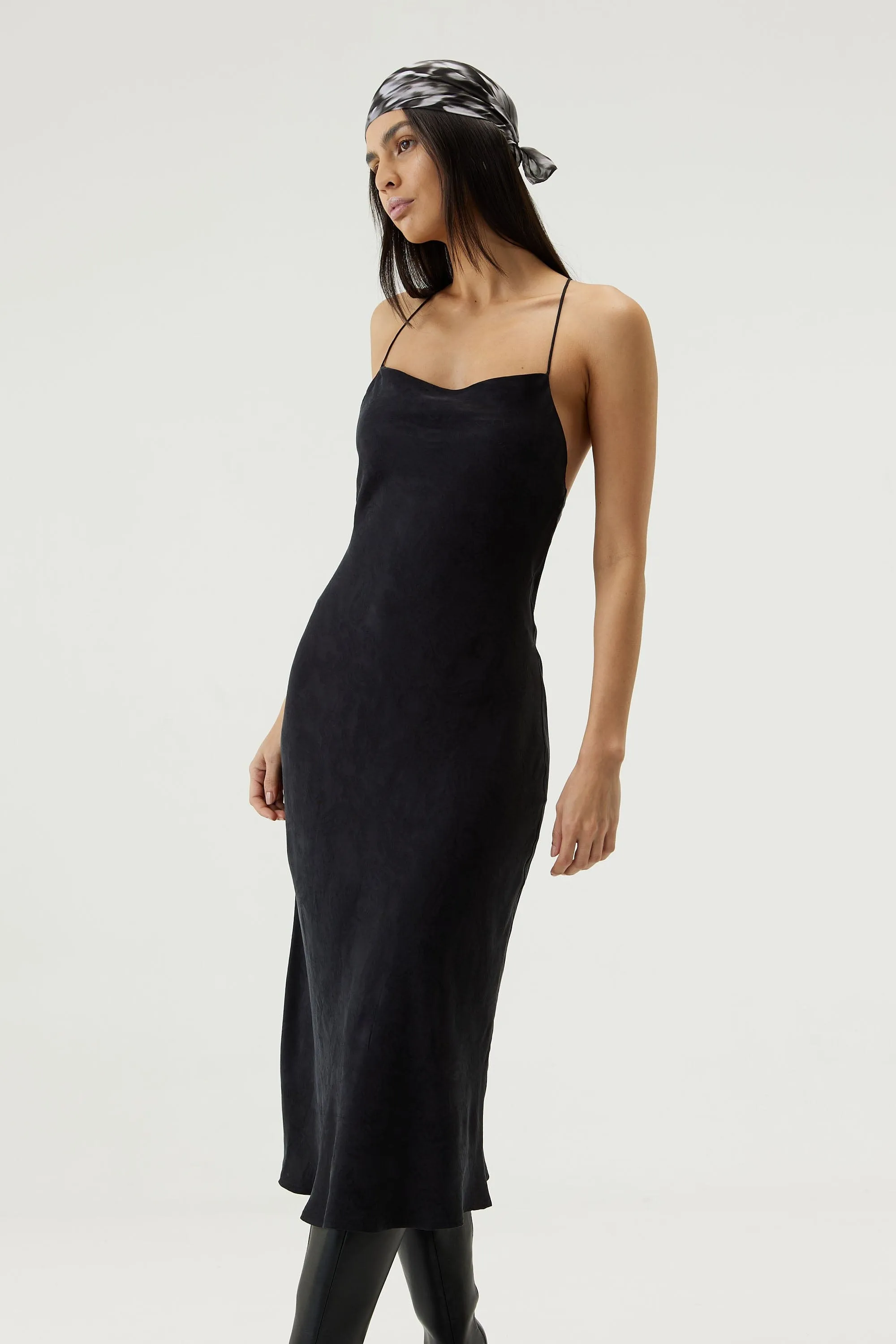 PAISLEY BIAS SLIP DRESS | BLACK