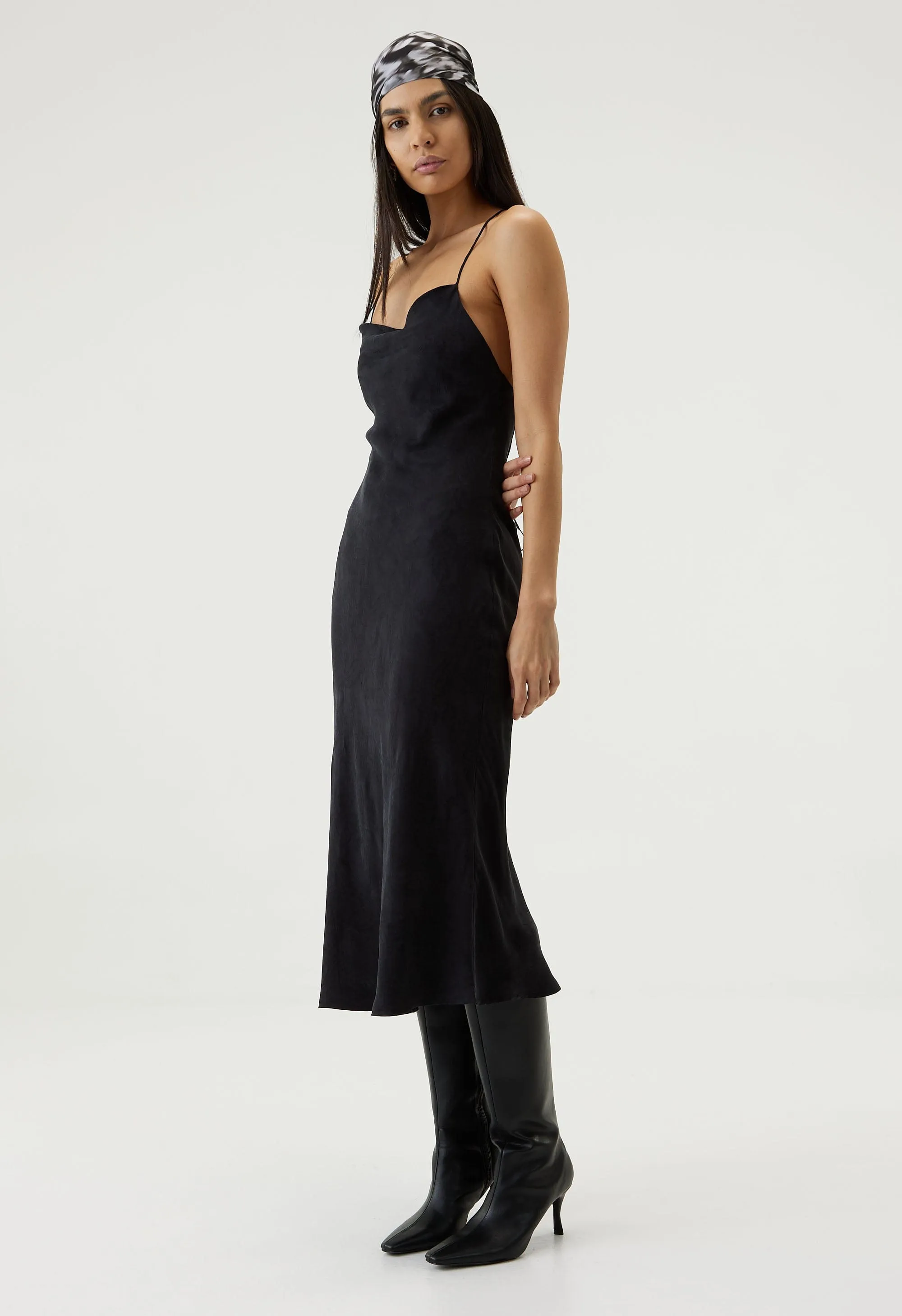 PAISLEY BIAS SLIP DRESS | BLACK