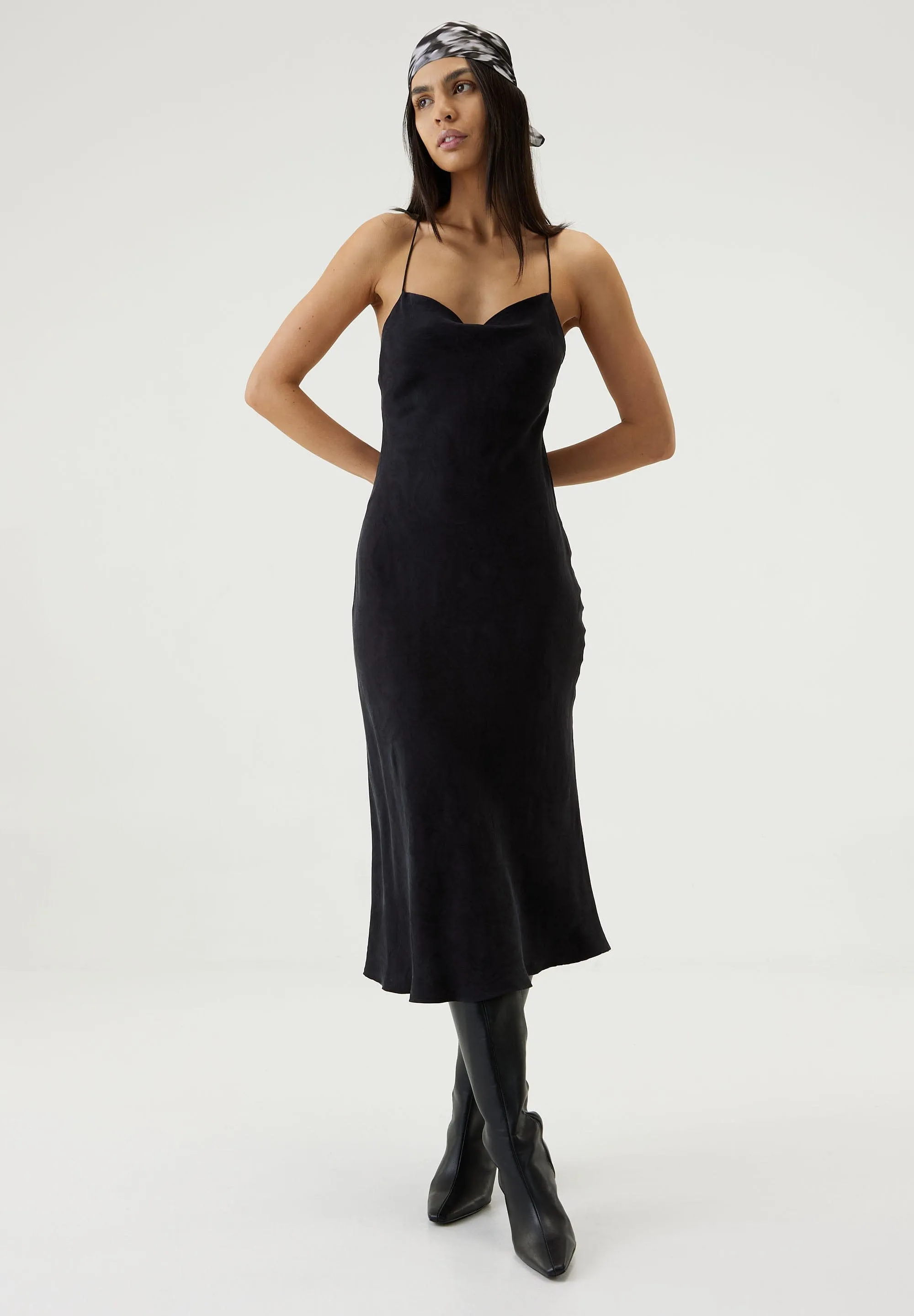PAISLEY BIAS SLIP DRESS | BLACK