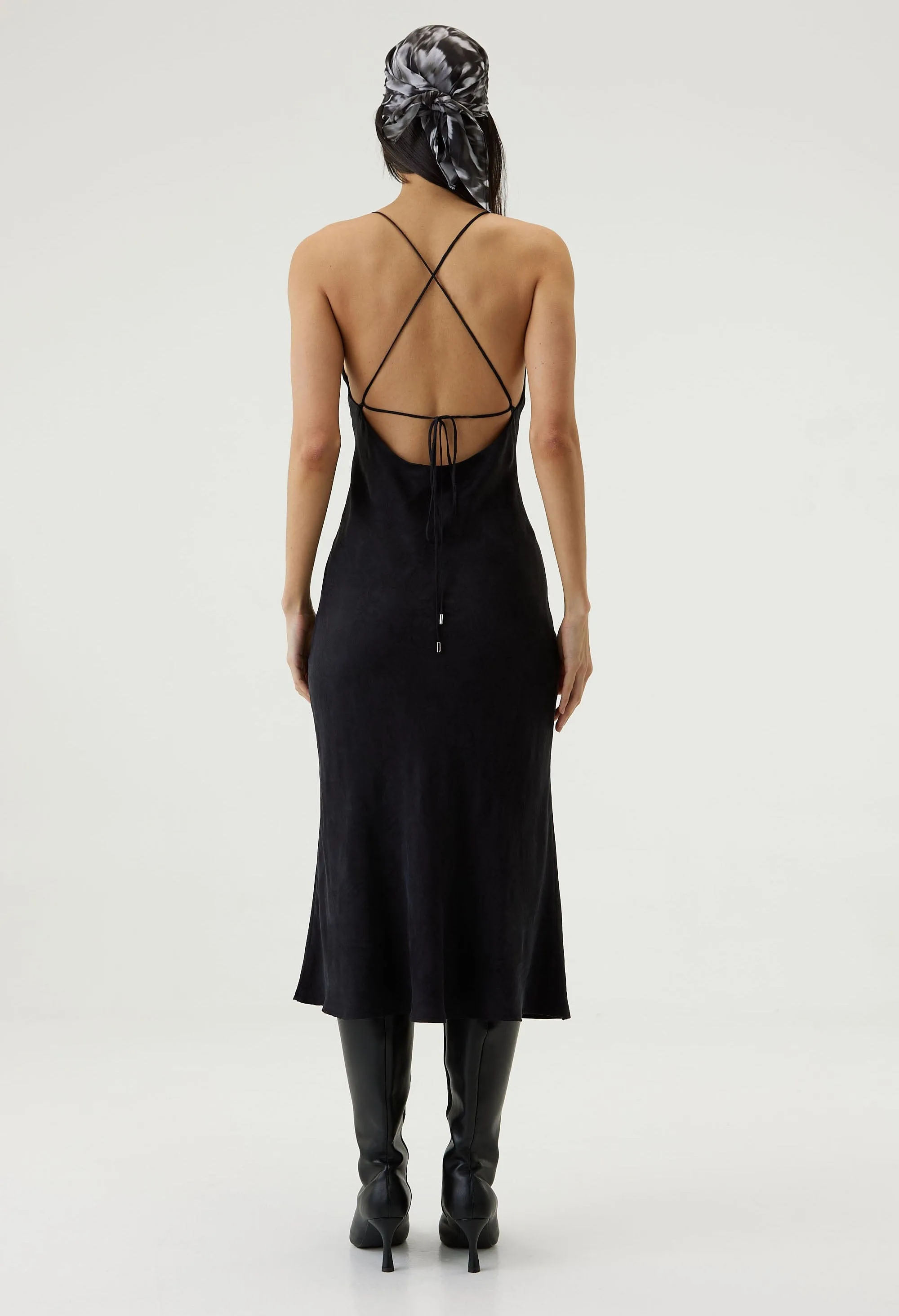 PAISLEY BIAS SLIP DRESS | BLACK