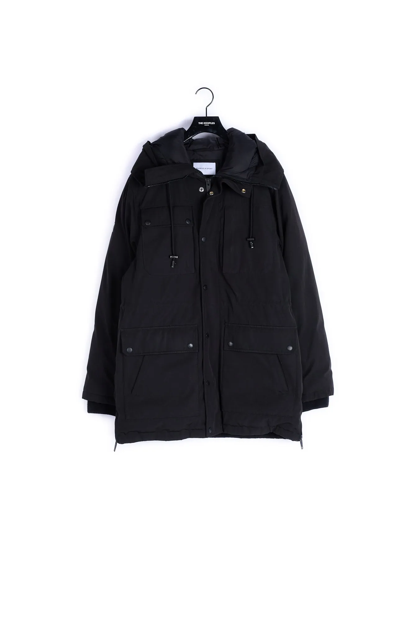 Parka polyester noire multipoches zippée