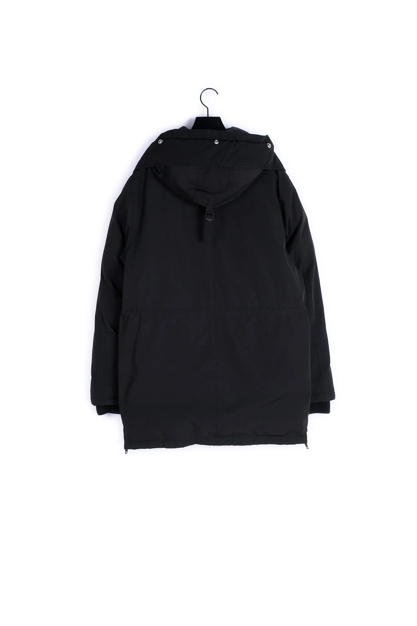 Parka polyester noire multipoches zippée