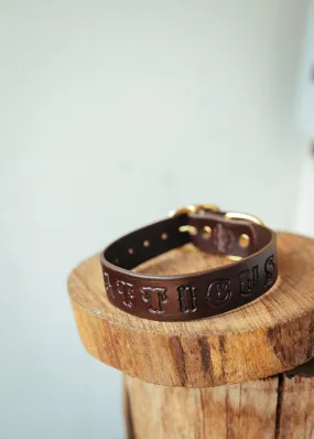 Personalised Dog Collar 32mm Wide - Dark Brown