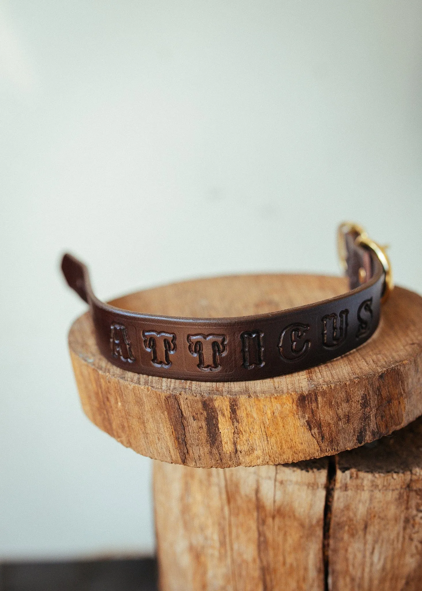 Personalised Dog Collar 32mm Wide - Dark Brown