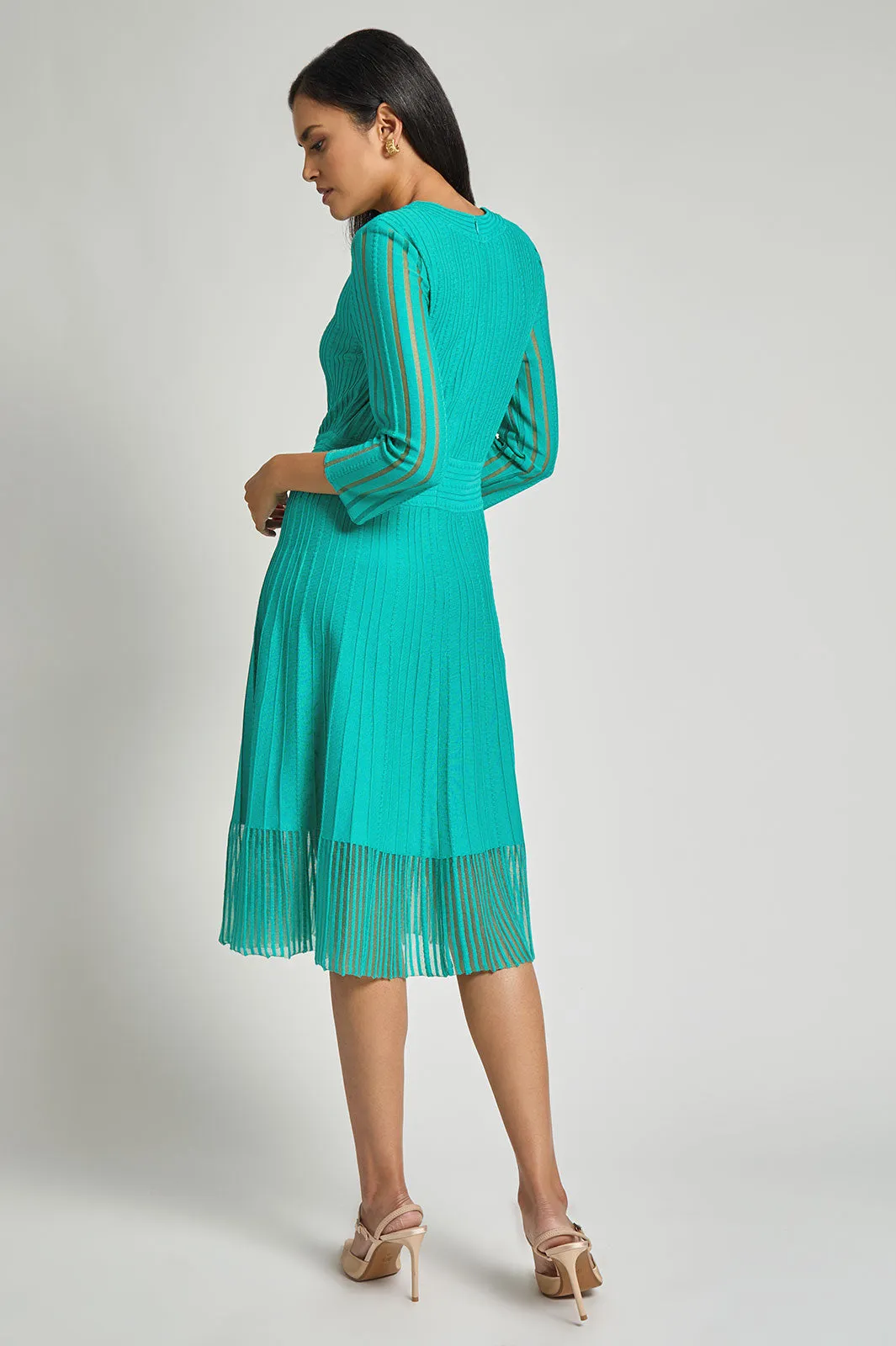 Plus Size Fit-N-Flare Textured Soft Knit Midi Dress