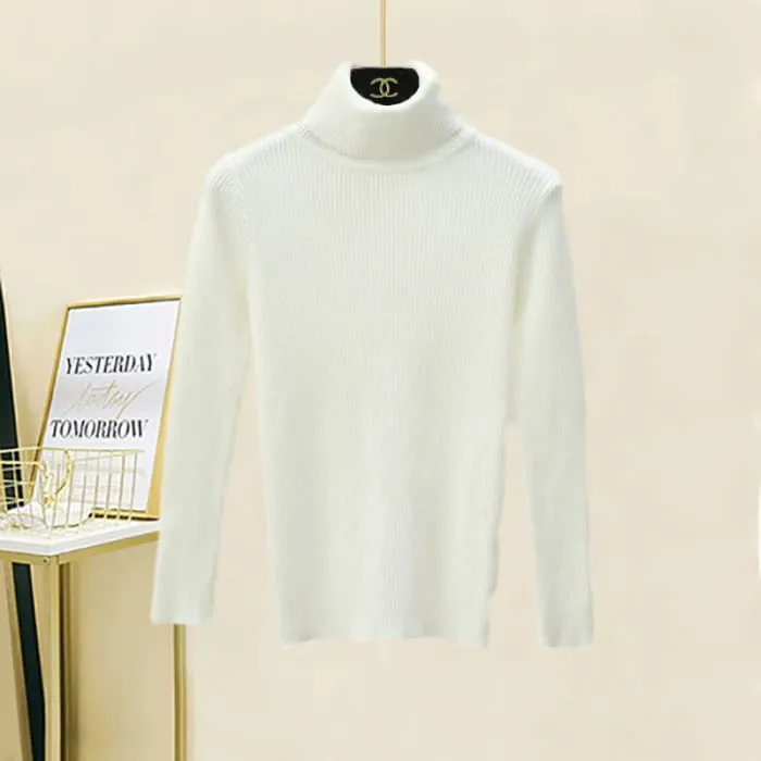 Pure Color Coat Turtleneck Sweater Loose Pants