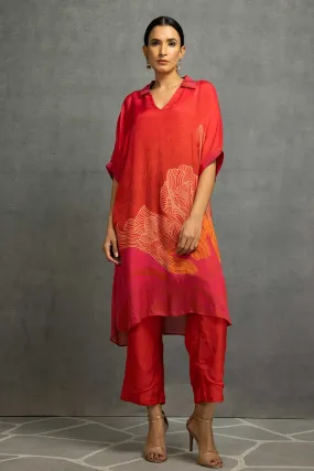 Red Printed Tunic & Pant Set