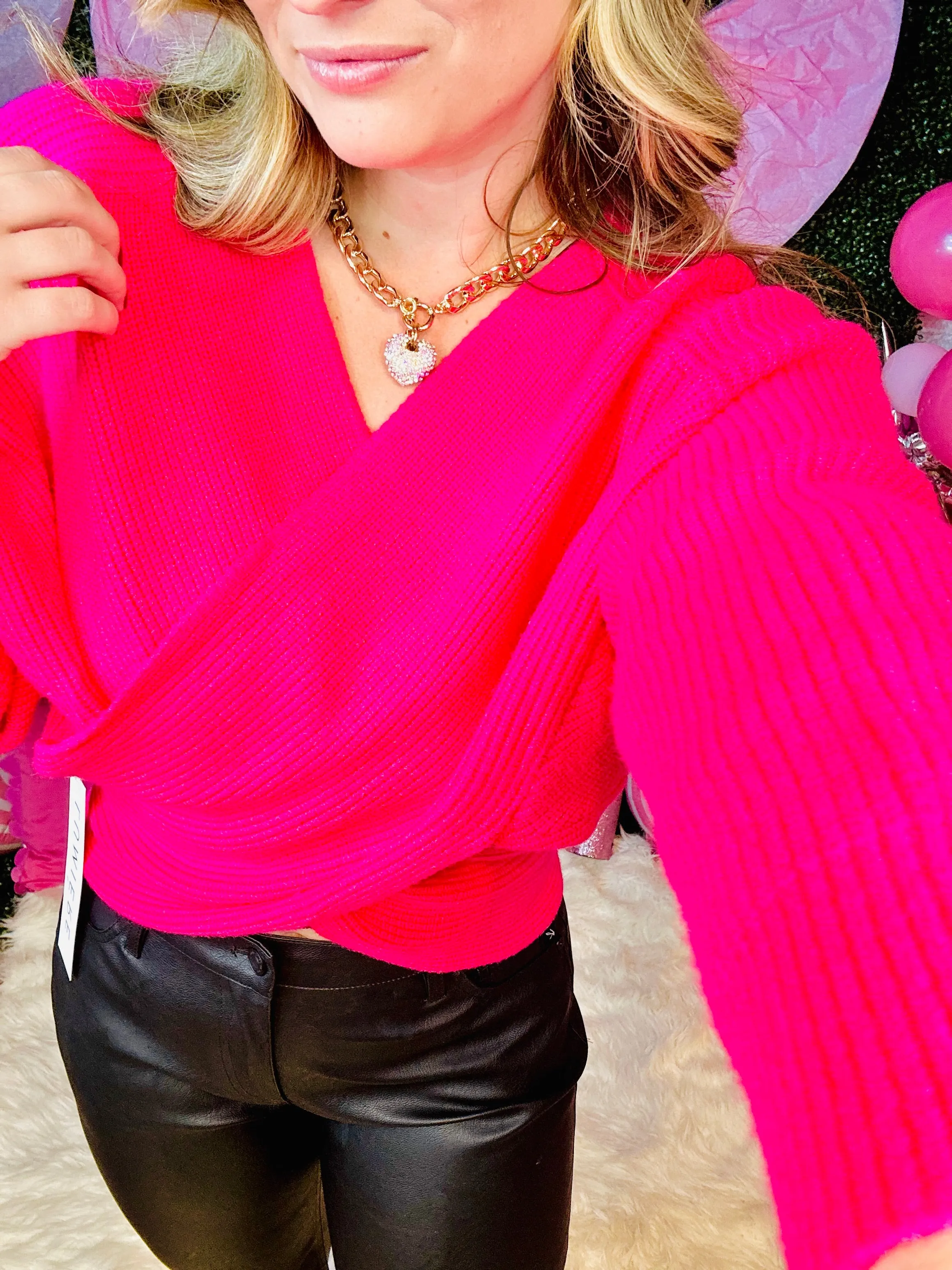 Saving Grace Ribbed Pink Sweater Top