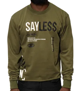 Say Le$$ Olive Crop Crewneck Sweater