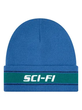 Sci Fi Fantasy Stripe Fold Beanie - Blue